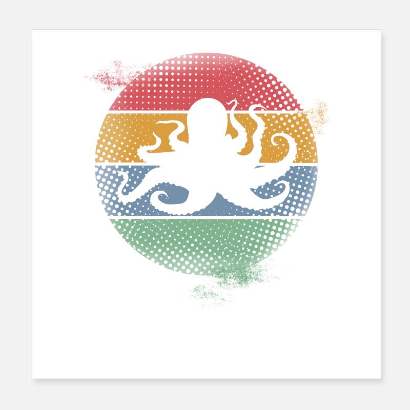 Octopus Octopus Octopus Animal marin Poster 20 x 20 cm