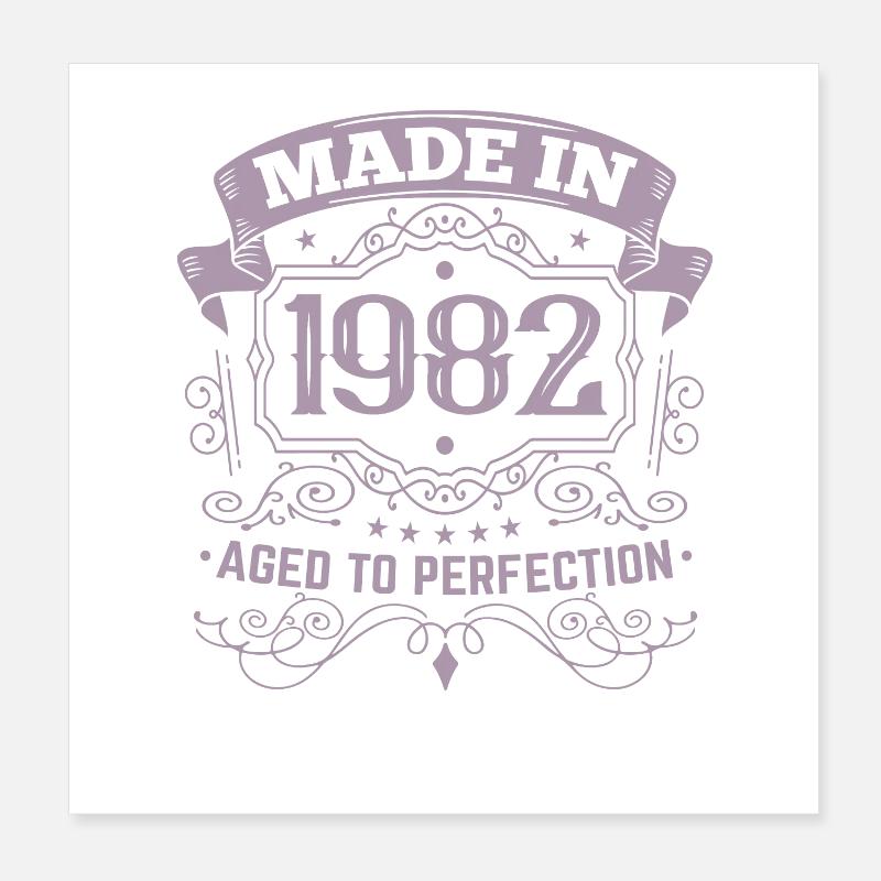 Made in 1982 Birthday Vintage Poster 8" x 8" (20x20 cm)