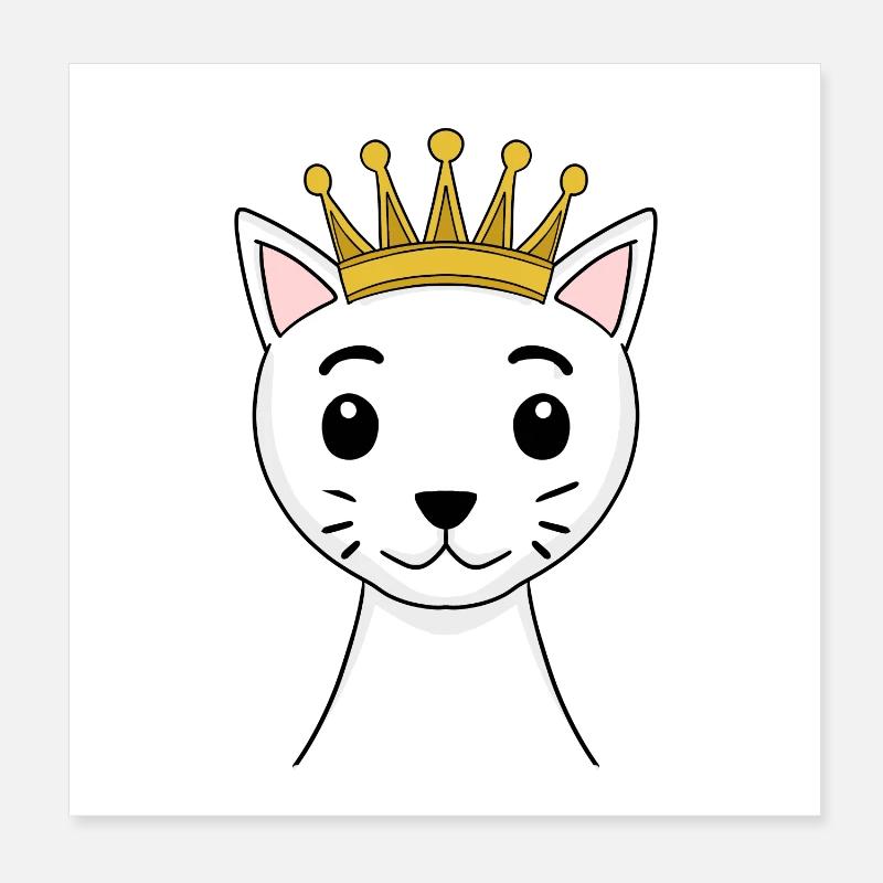 Chat avec couronne - Angora turc avec couronne Poster 20 x 20 cm
