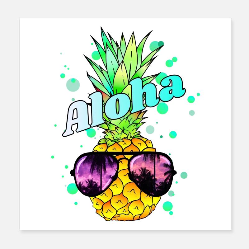 ananas frais Aloha Poster 20 x 20 cm