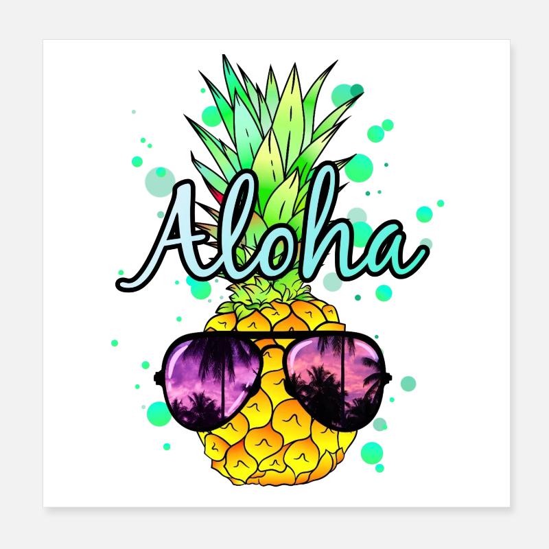 Ananas Aloha Poster 20 x 20 cm