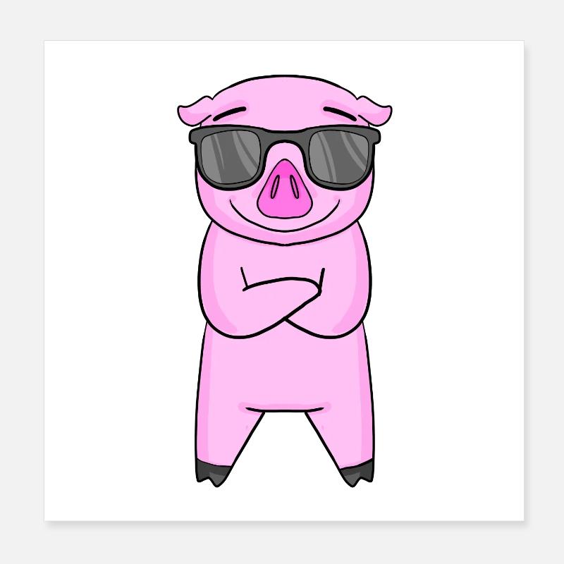 Cochon avec lunettes de soleil Poster 20 x 20 cm