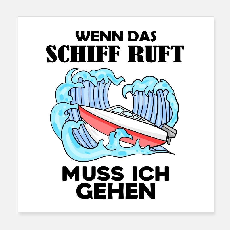 Motorboot Kapitän Boot Boote Seefahrt Geschenk Poster 20x20 cm