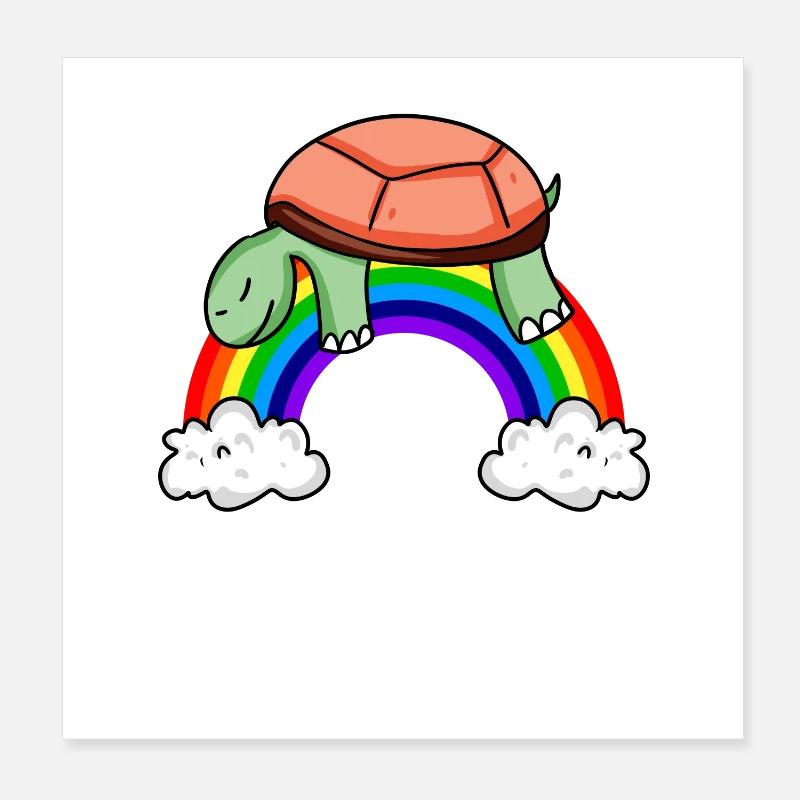 Regenbogen Schildkröte Poster 20x20 cm
