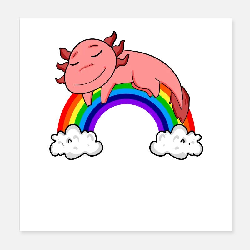 Regenbogen Axolotl Poster 20x20 cm