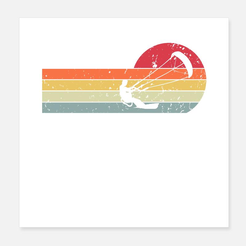 Kitesurfing Kitesurfer Kiteboard Retro Vintage Poster 8" x 8" (20x20 cm)