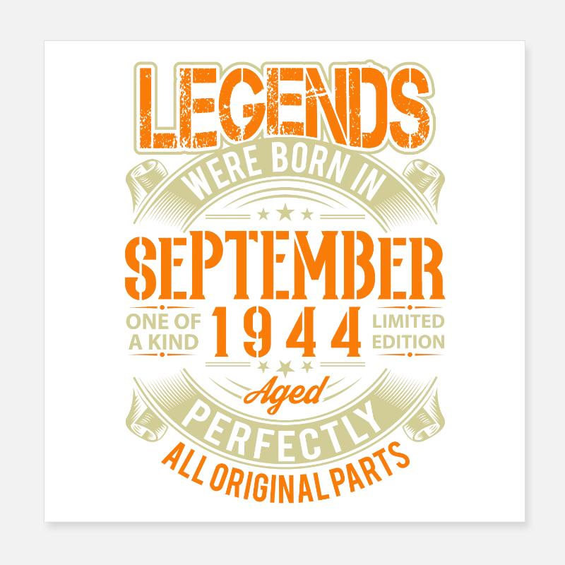 1944 Septembre Légende d’anniversaire Poster 20 x 20 cm