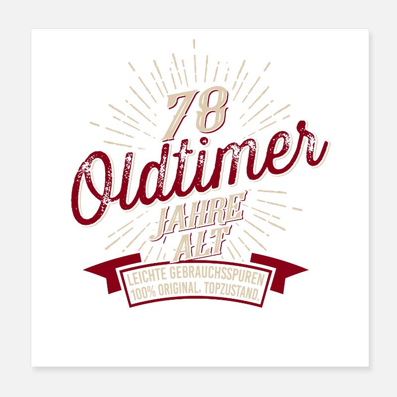 78. Geburtstag Oldtimer Poster 20x20 cm