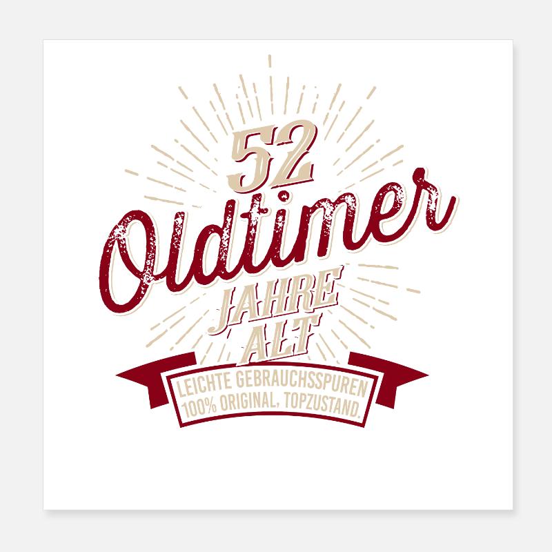 52. Geburtstag Oldtimer Poster 20x20 cm