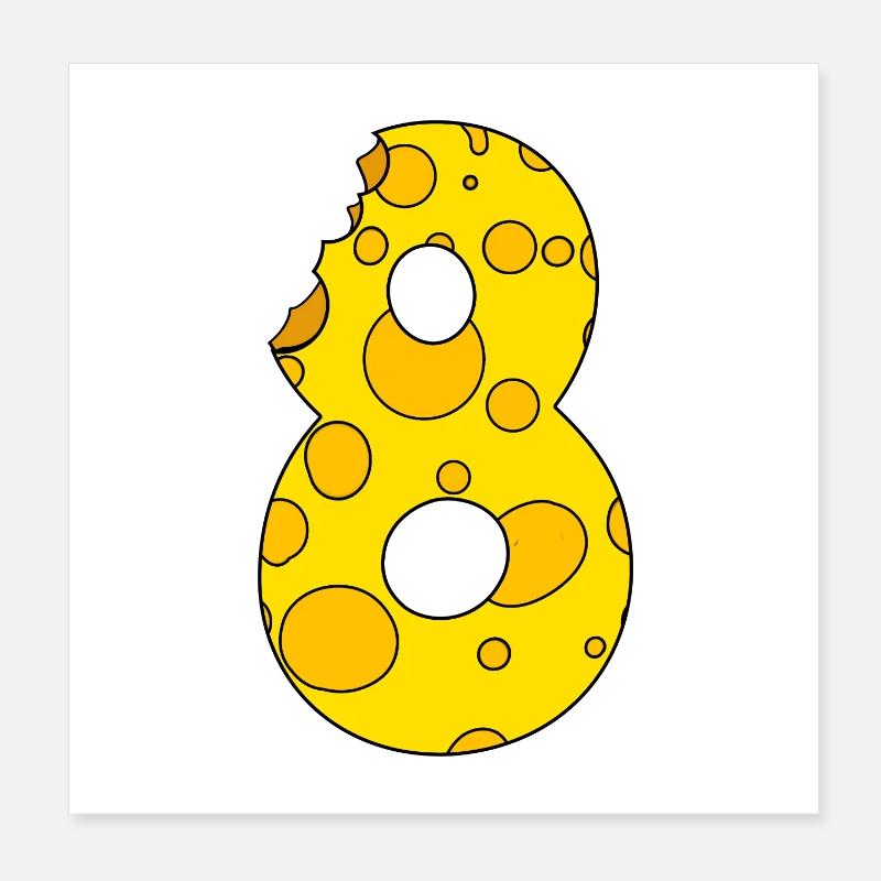 Number 8 Digit Cheese Poster 8" x 8" (20x20 cm)