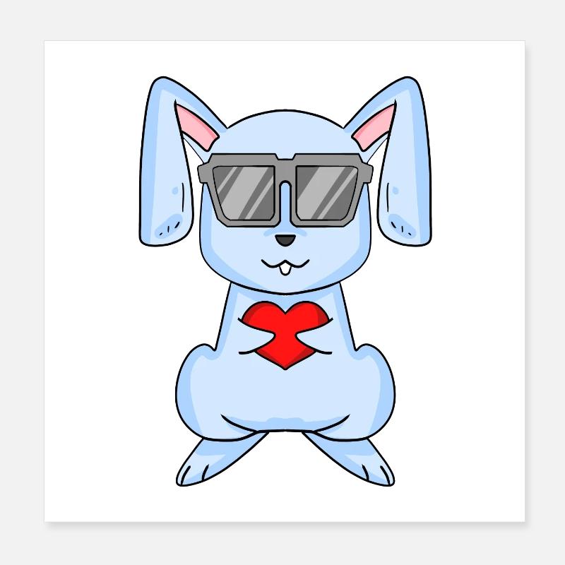 Hase mit Sonnenbrille und Herz Poster 20x20 cm