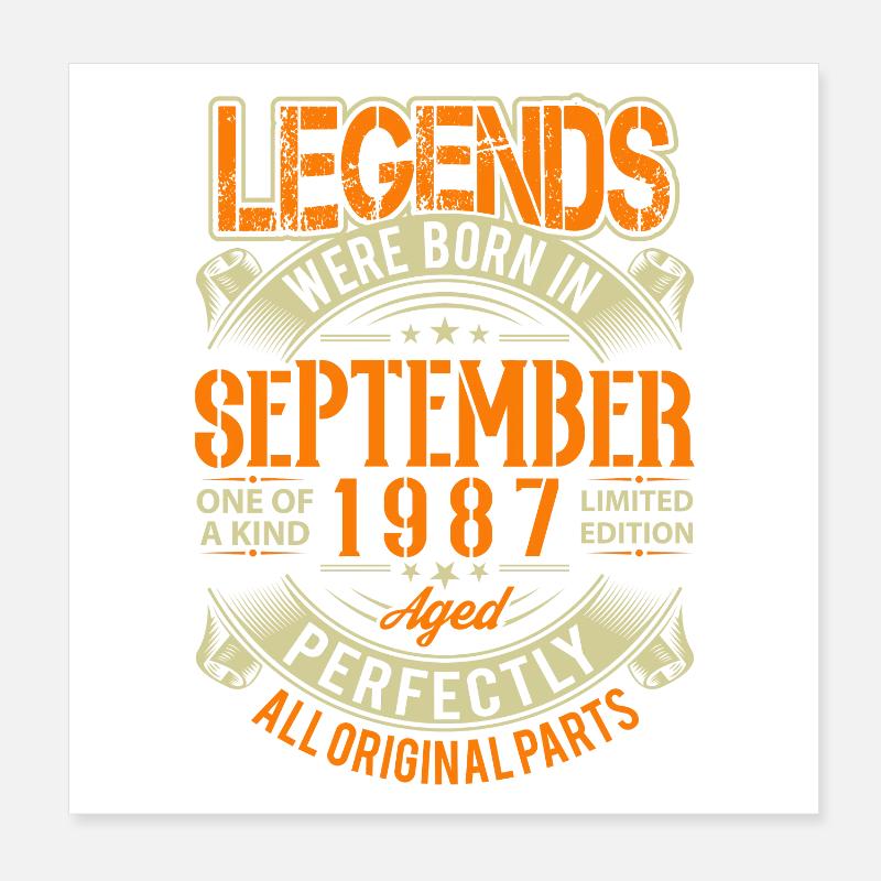 1987 September Geburtstag Legende Poster 20x20 cm