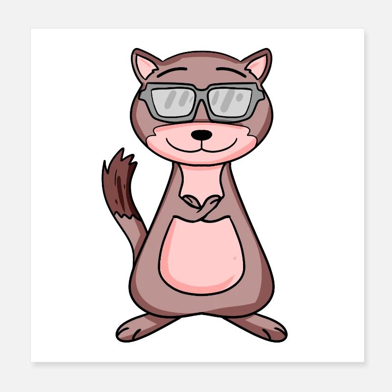 Weasel with sunglasses Poster 8" x 8" (20x20 cm)
