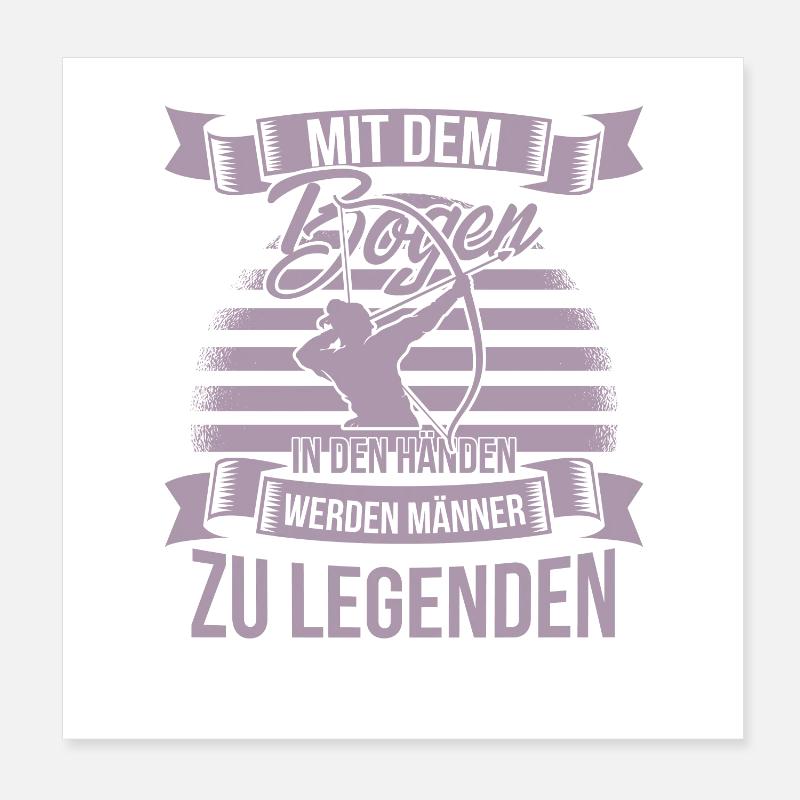 Bogenschiessen mit dem Bogen in den Händen Poster 20x20 cm