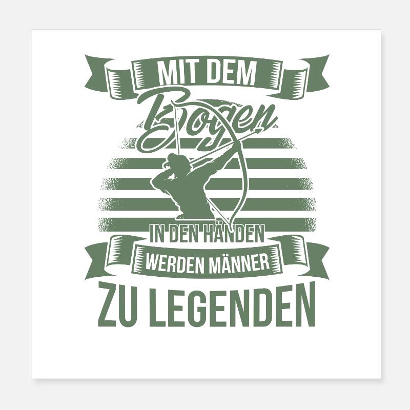 Bogenschiessen mit dem Bogen in den Händen Poster 20x20 cm