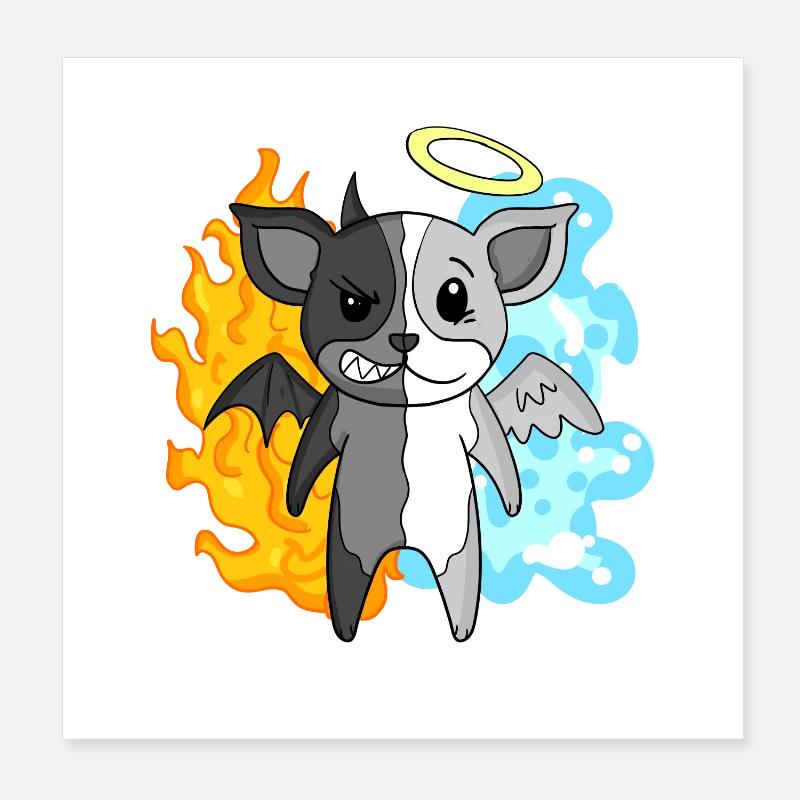 Dog Terrier - Ange et Diable Poster 20 x 20 cm