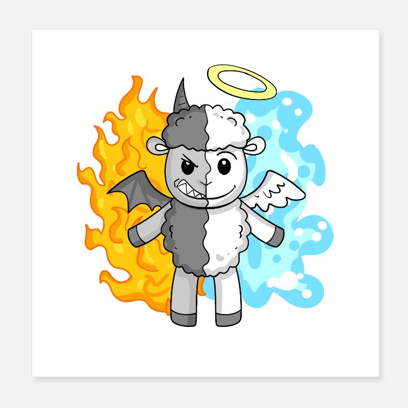 Sheep - Angels and Devils Poster 8" x 8" (20x20 cm)