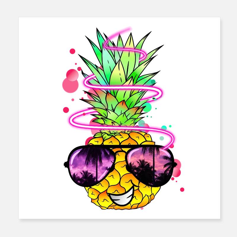 Ananas cool bunt spritzig Poster 20x20 cm