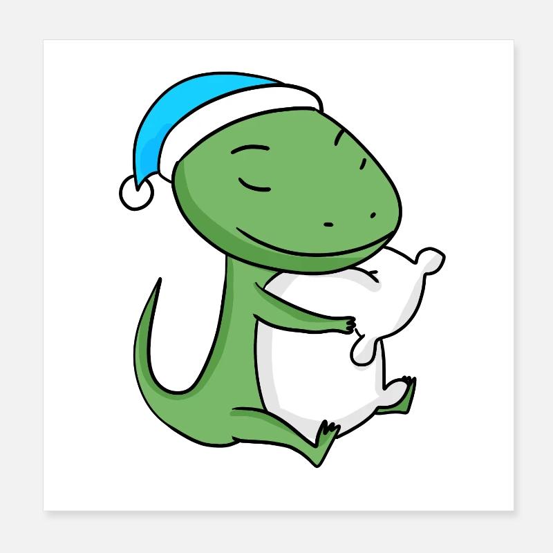 Lizard with pillow and sleepyhead Poster 8" x 8" (20x20 cm)