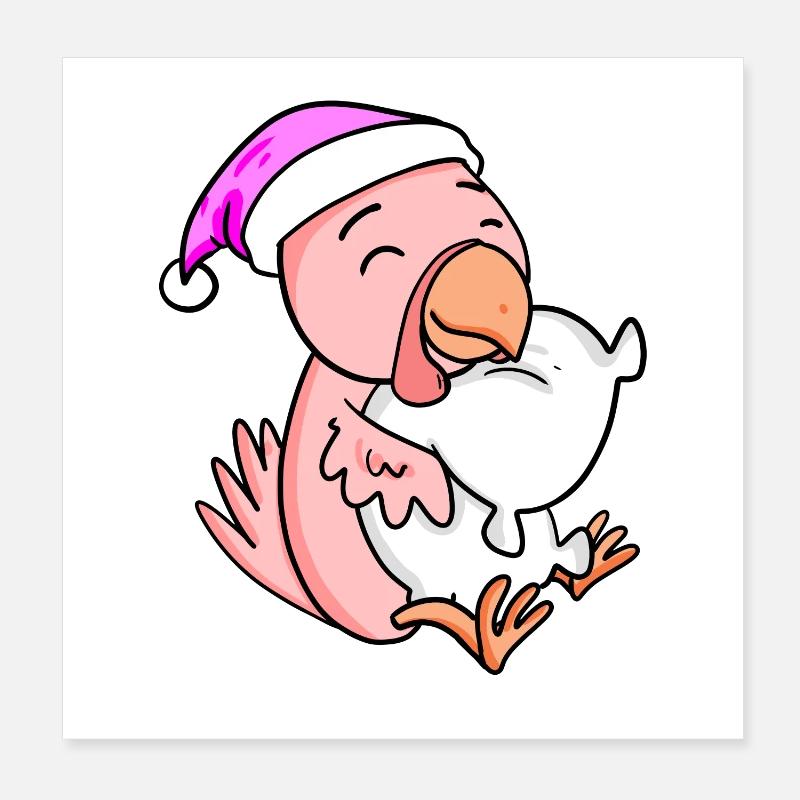 Poulet avec oreiller et bonnet de couchage Poster 20 x 20 cm
