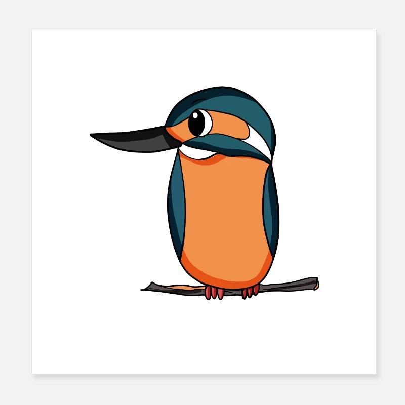 Martin-pêcheur Oiseau bleu Poster 20 x 20 cm