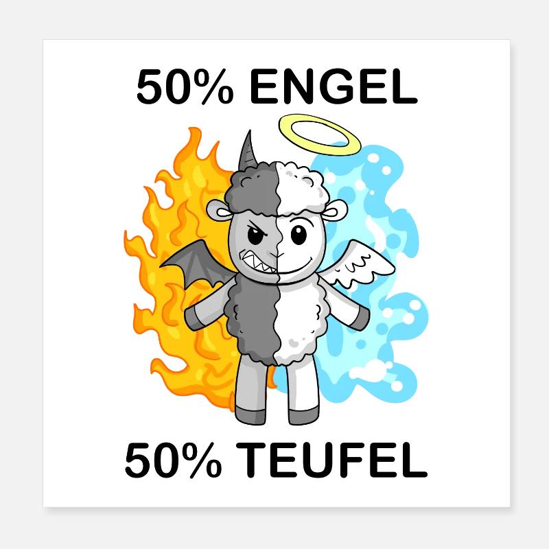 Schaf - Engel und Teufel Poster 20x20 cm