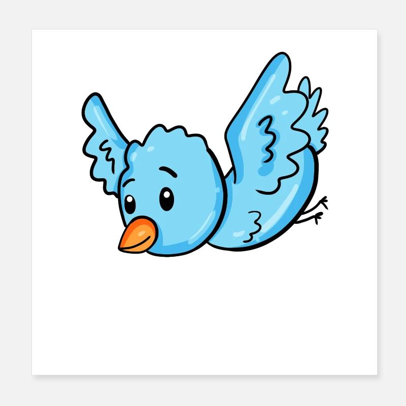 Vogel Blau Poster 20x20 cm