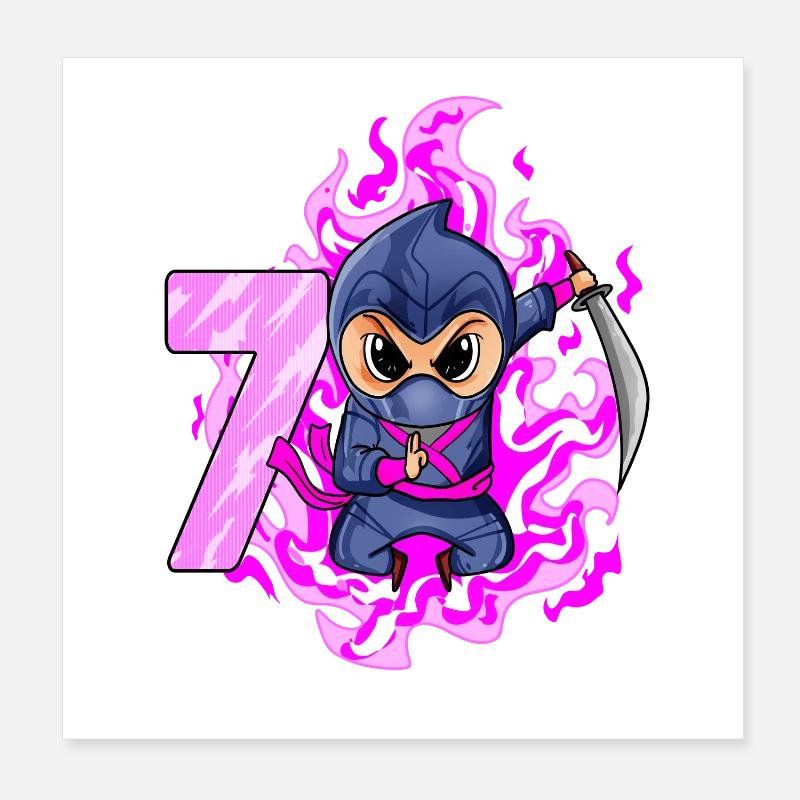 7. Geburtstag Mädchen 7 Jahre alt Ninja Poster 20x20 cm