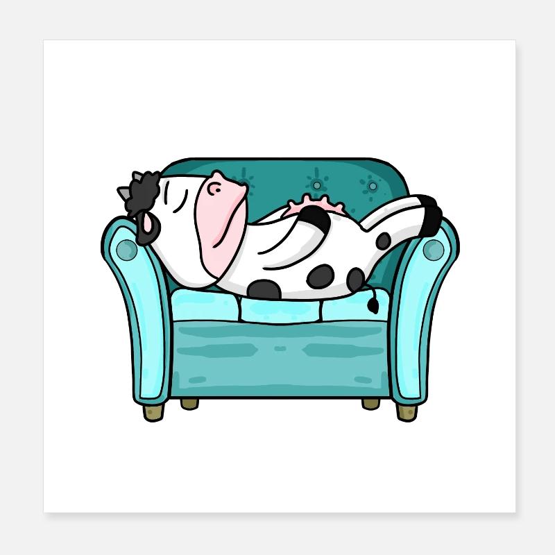 Lit de vache Couché Sommeil Sommeil Poster 20 x 20 cm