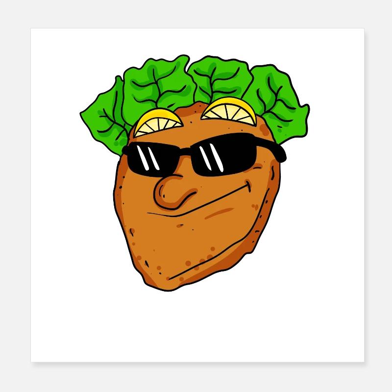 Cool schnitzel with sunglasses Poster 8" x 8" (20x20 cm)