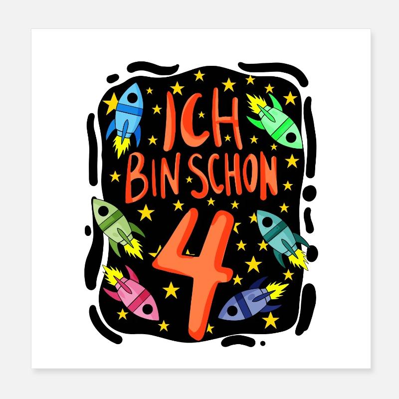 Junge 4 Jahre alt - 4. Geburtstag Geschenk Poster 20x20 cm