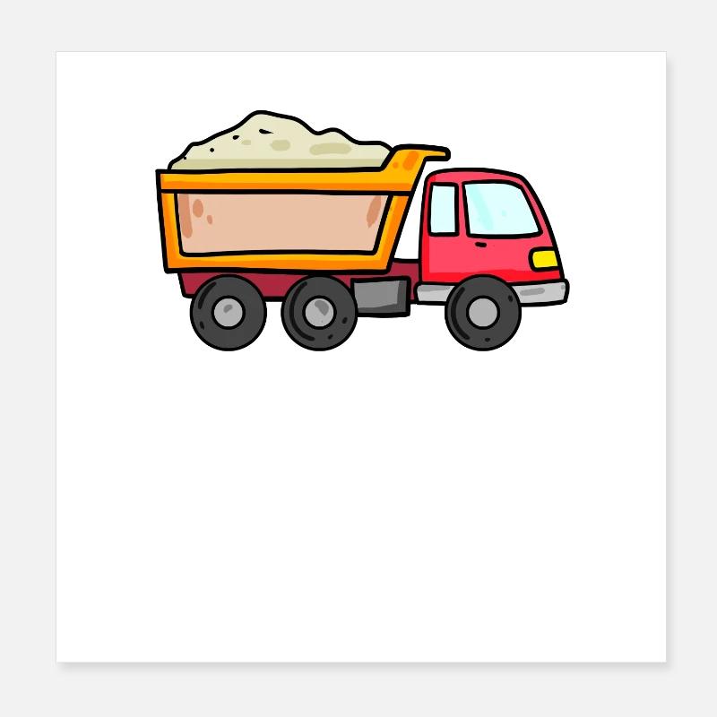 Construction trailer Vehicle Construction site Construction site vehicle Poster 8" x 8" (20x20 cm)