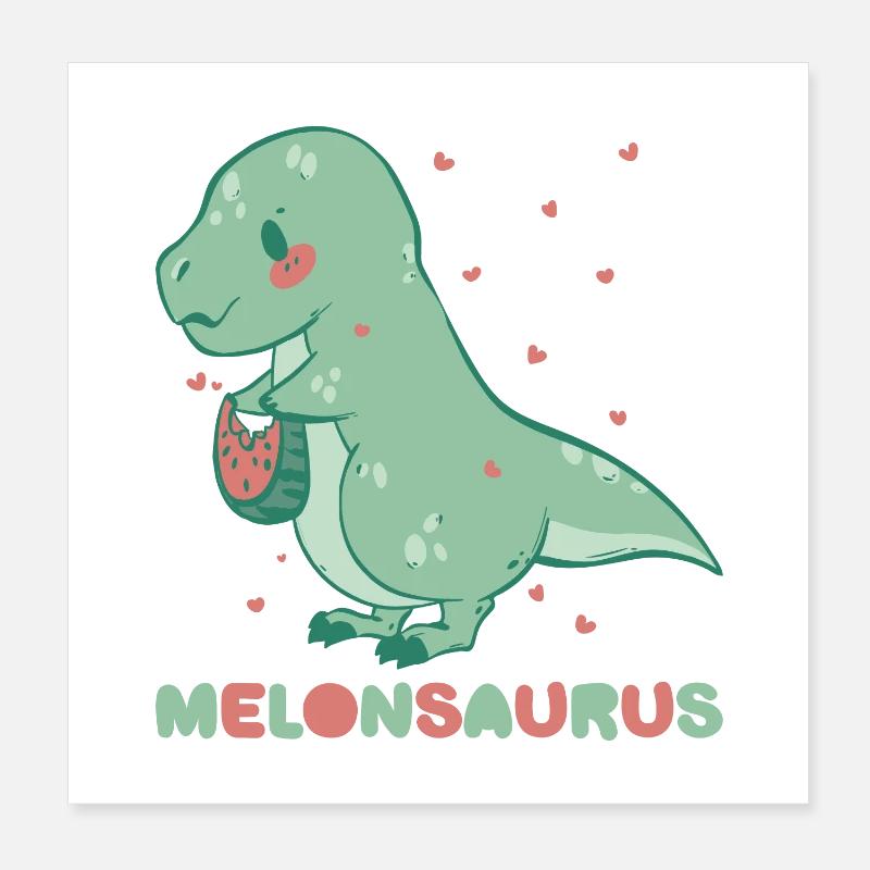 Watermelonsaurus Vegetarian T Rex Poster 8" x 8" (20x20 cm)