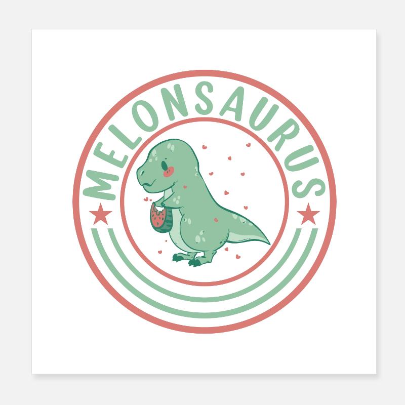 Watermelonsaurus Vegetarian T Rex Poster 8" x 8" (20x20 cm)