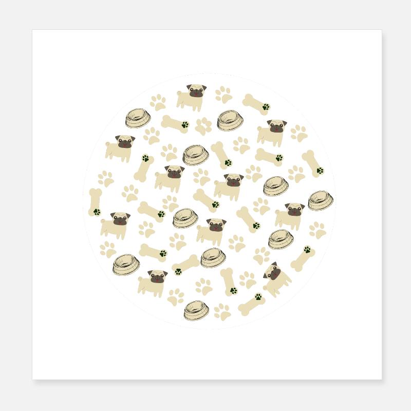 Pug Pattern - Pug Lovers Apparel Poster 20x20 cm