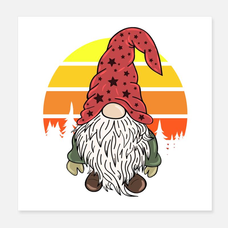 Christmas Dwarf Gnome Vintage Poster 8" x 8" (20x20 cm)