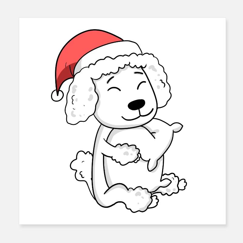 Poodle Dog Christmas Sleep Tired Poster 8" x 8" (20x20 cm)