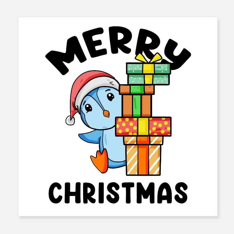 Joyeux motif de pingouin de Noël Poster 20 x 20 cm