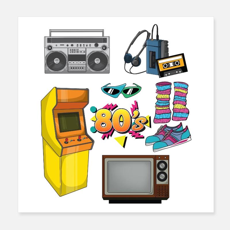 Retro Special 80s Objects 1980s Poster 8" x 8" (20x20 cm)