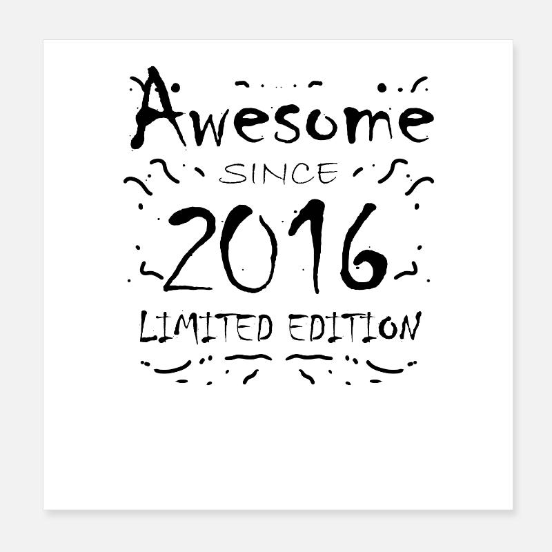 2016 - Né 2016 - Année de naissance 2016 Poster 20 x 20 cm