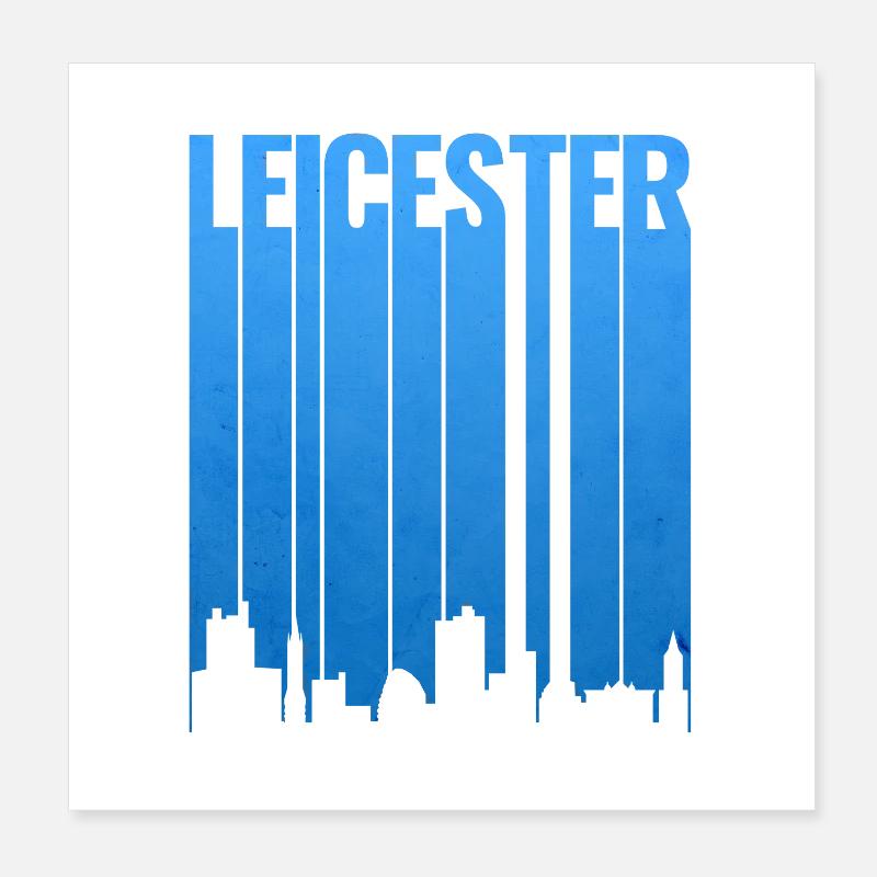 Leicester Skyline Blau Gradient Poster 20x20 cm