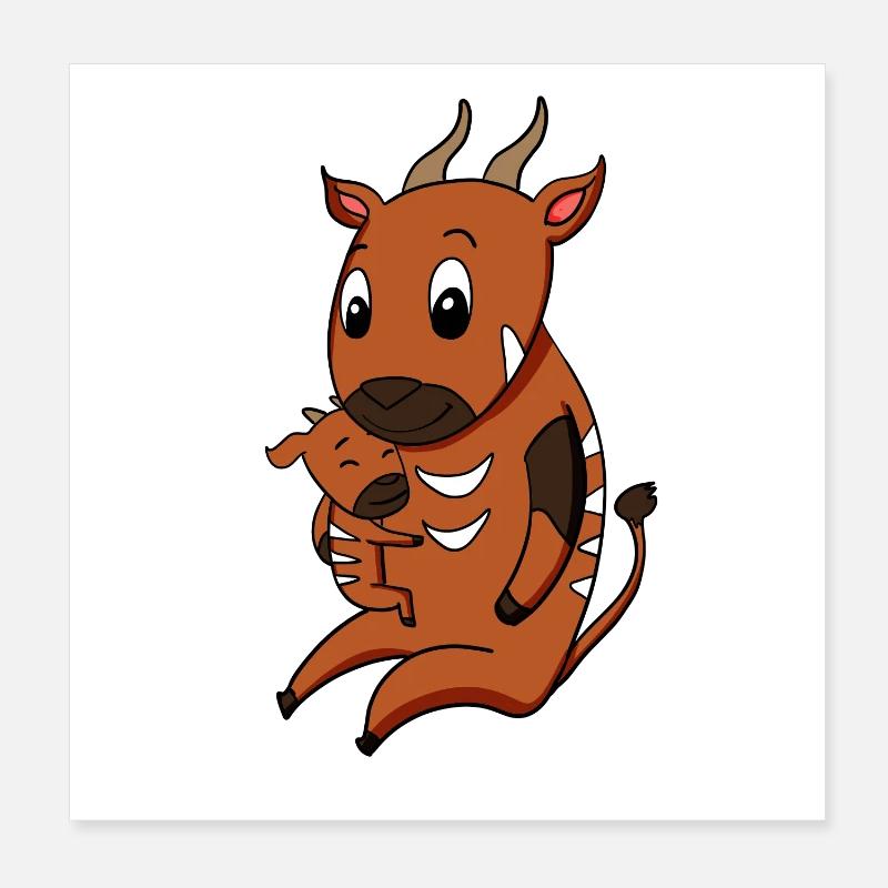 Grossesse familiale - antilope avec bébé Poster 20 x 20 cm