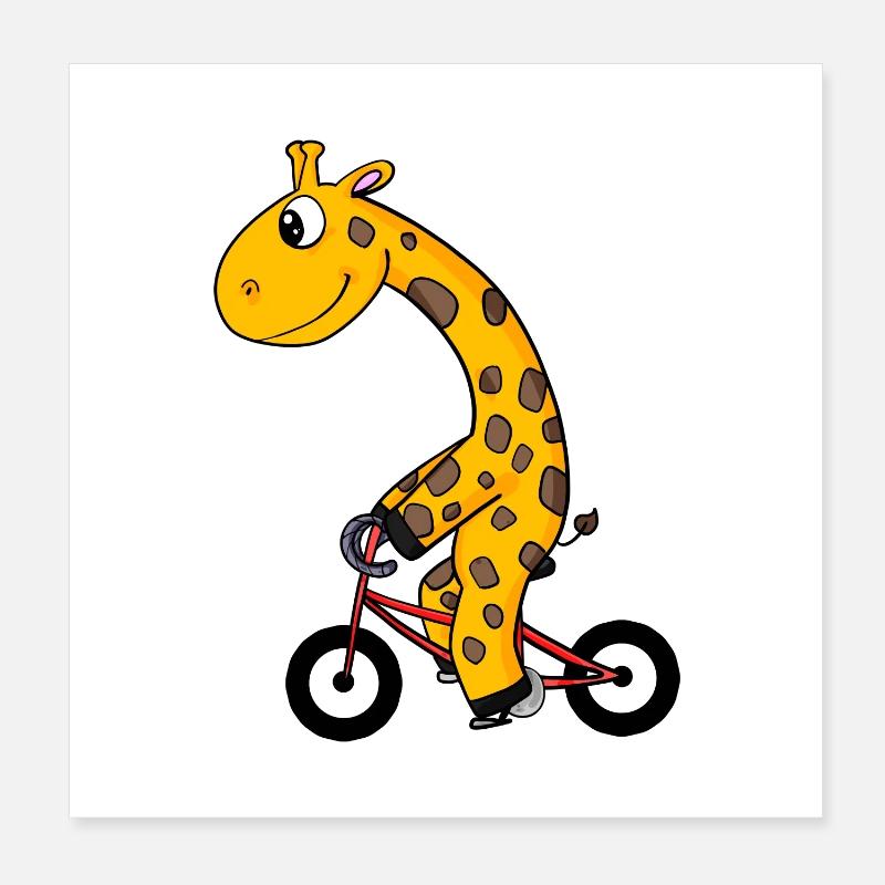 Girafe à vélo Poster 20 x 20 cm