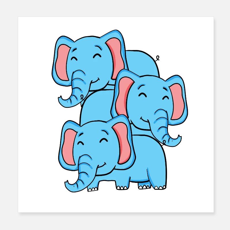 Éléphants mignons - Eléphant Poster 20 x 20 cm