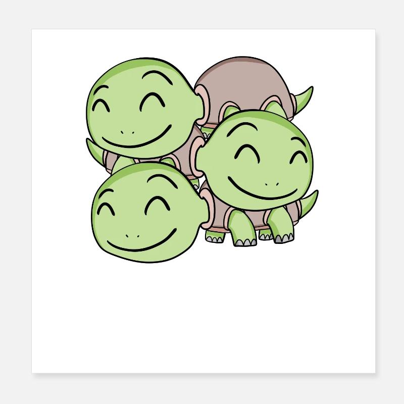 Cute turtles - turtle Poster 8" x 8" (20x20 cm)
