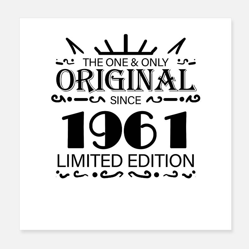 1961 - Année de construction 1961 - Naissance 1961 Poster 20 x 20 cm