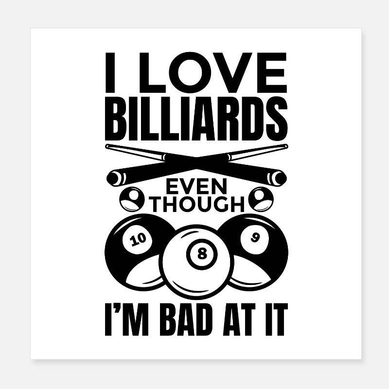 Funny billiard player Poster 8" x 8" (20x20 cm)