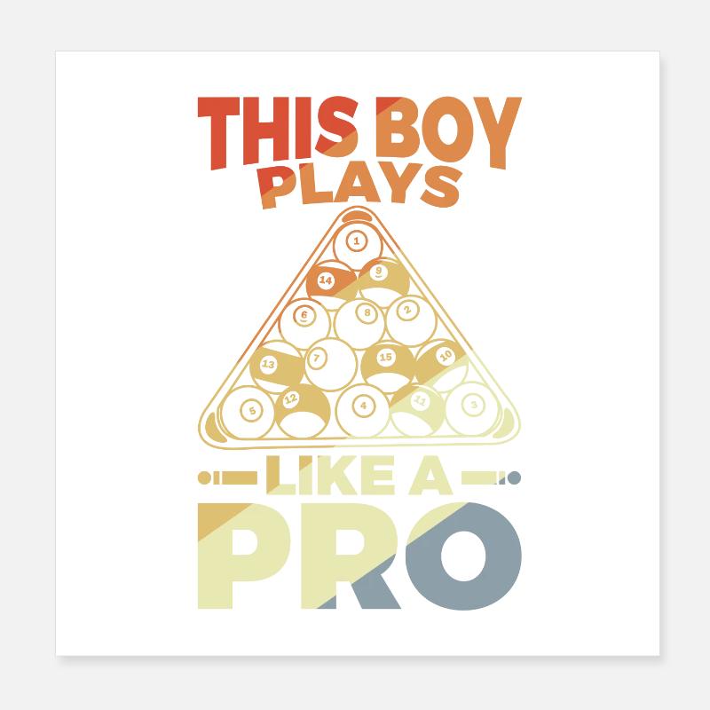 Billardspieler Junge Poster 20x20 cm