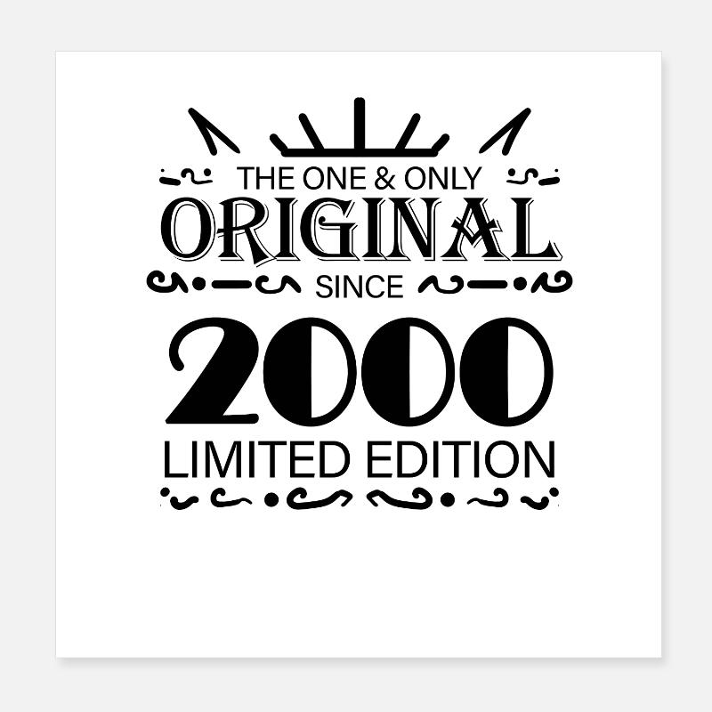 2000 - Année de construction 2000 - Année de naissance 2000 Poster 20 x 20 cm