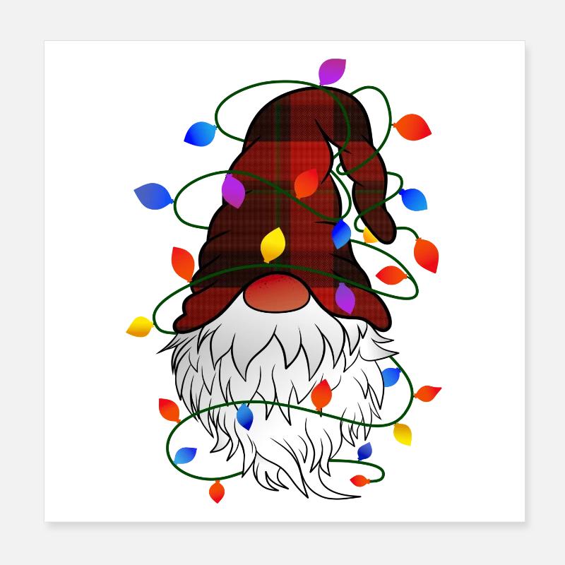 Weihnachts Gnom mit Lichterkette Poster 20x20 cm